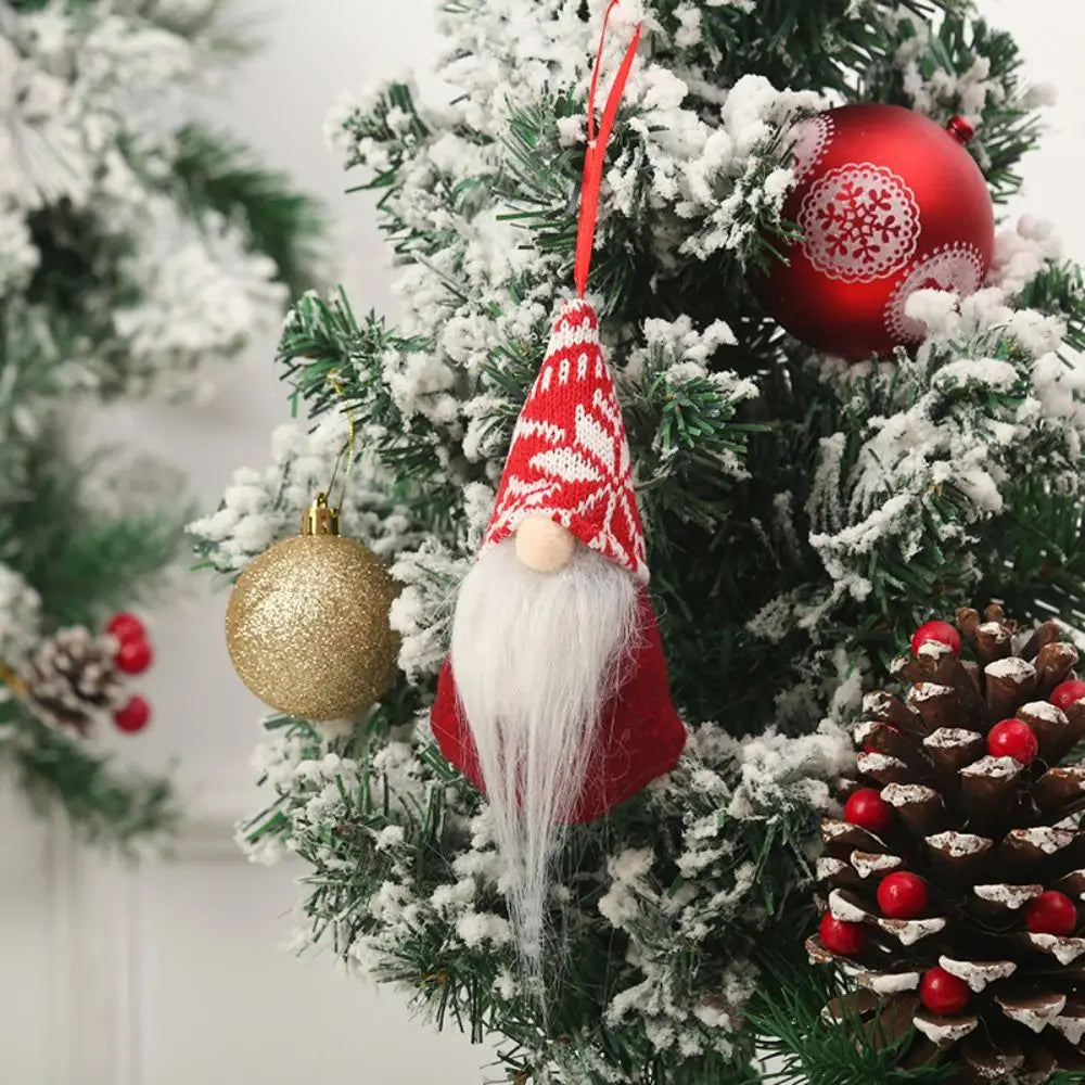 Santa Claus Christmas Gnome Pendant Plush Doll Hanging Tree Knitted Zpaxo style F
