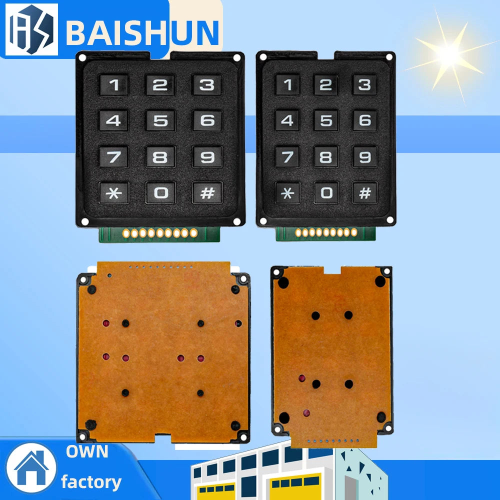 12 Key 3×4 / 16 Key 4×4 ABS Matrix Membrane Keypad, Thin Membrane Keyboard Switch Module for Microcontroller Projects Zpaxo