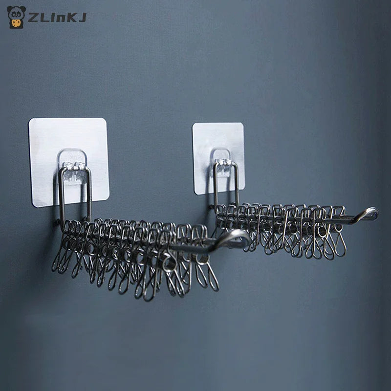 ▶1PCS Versatile Wall-Mounted Foldable Clothes Hanger Rack Windproof Anti-Slip Space-Saving Organizer for Home Storage Zpaxo