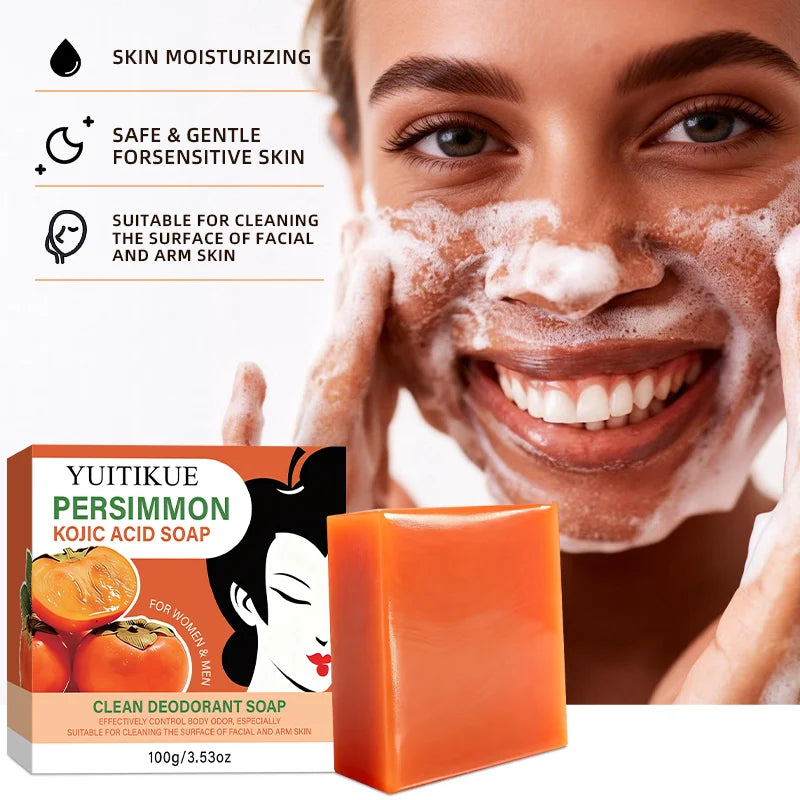 YUITIKUE Kojic Acid Deodorant Soap – Persimmon & Collagen 100g Deodorant Bar Soap Zpaxo