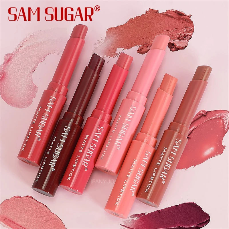 6-Color Nude Matte Lipstick Pencil Waterproof Lip Sticks Not Fading Sexy Red Velvet Lipsticks Long Lasting Lip Makeup Cosmetics Zpaxo