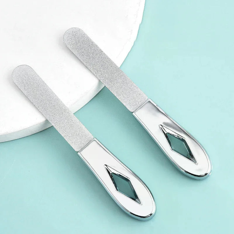 Anti-slip Handle Grit Fingernail File Easily Emery Boards Double Sided Nail Files Stainless Steel Nail Files Zpaxo
