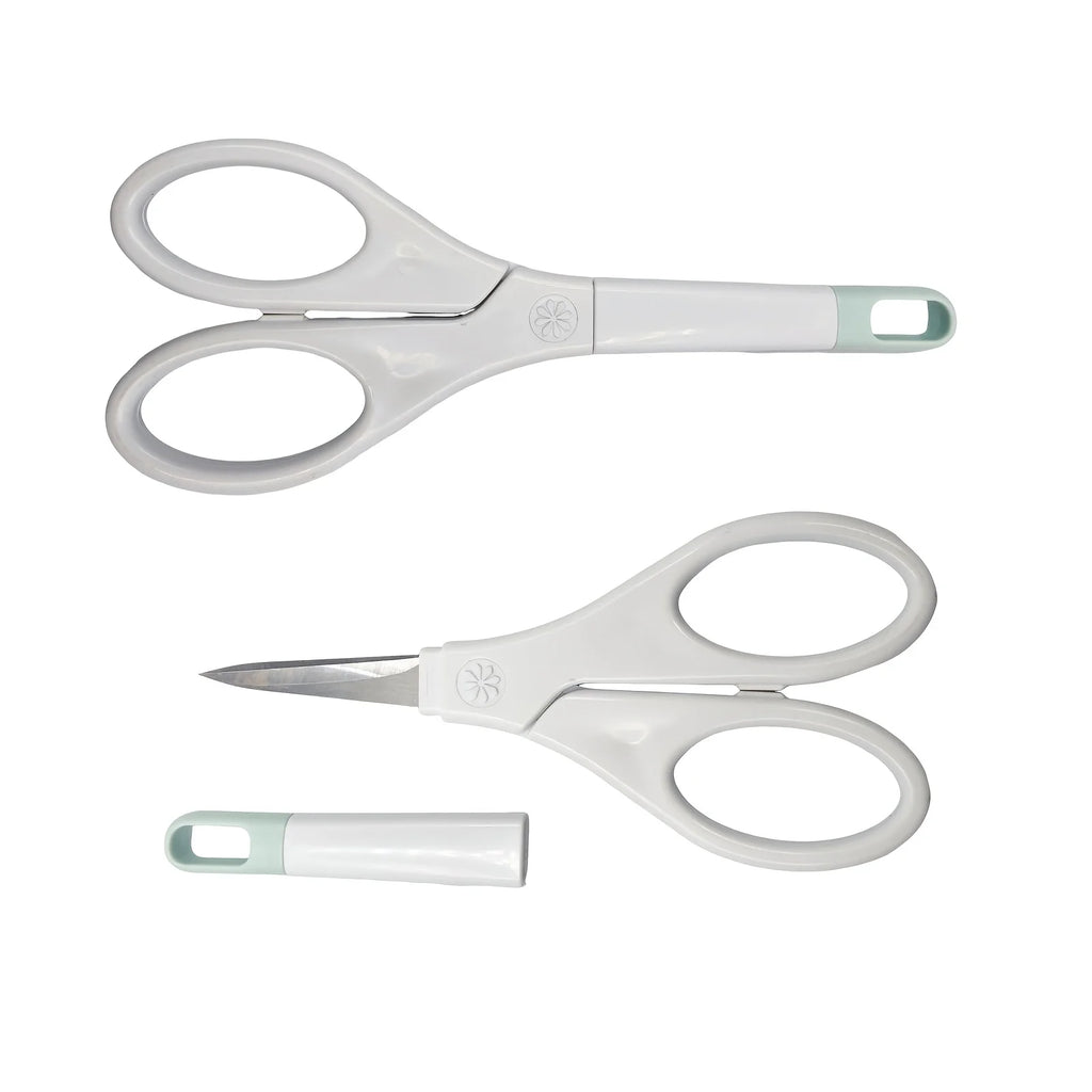 2PCS Precision Craft Scissors, Stainless Steel Blades with Safety Cap, Ultra Sharp Tip, Available in Gold, Green, Gray, For Pape Zpaxo