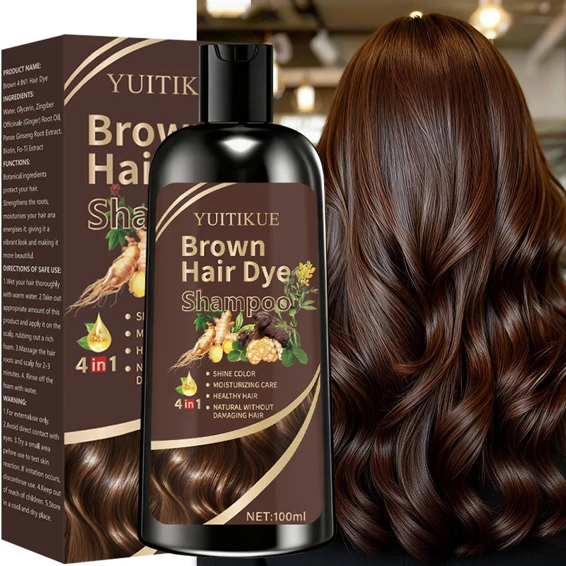 YUITIKUE Brown Hair Dye Shampoo – 4-in-1 Plant Formula 100ml Hair Dye Shampoo Zpaxo