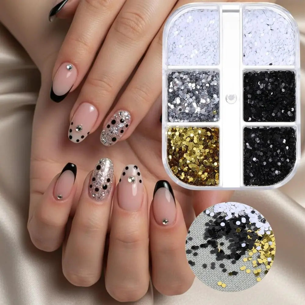 3D Laser Nail Art Sequins Mini Polka Dot Tiny Disco Sequin Retro Zpaxo