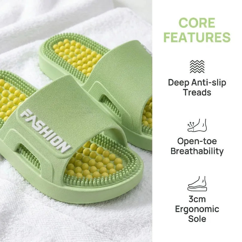 SHAJI Unisex Acupressure Massage Cloud Slides Summer Non Slip Flat