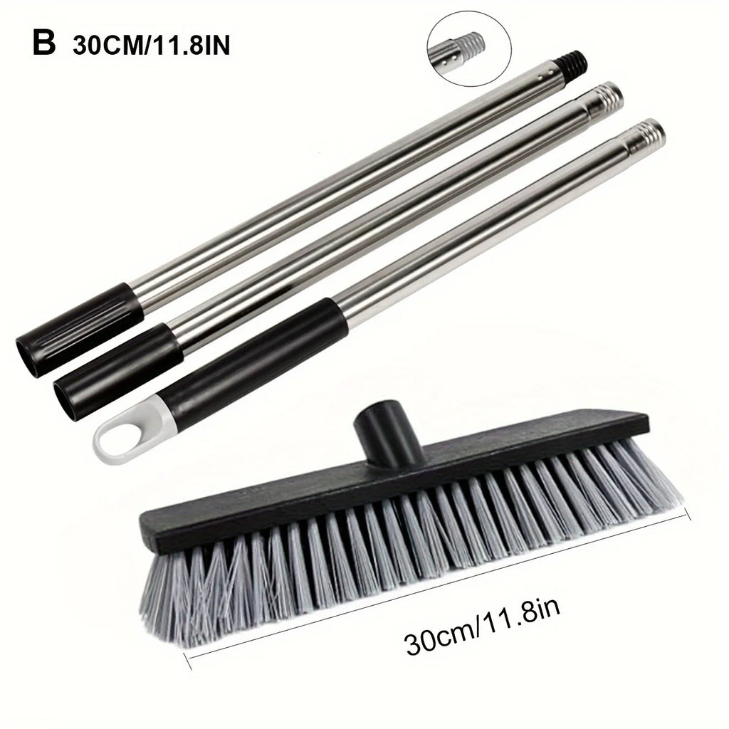 Heavy-Duty Hard Bristle Push Broom – Adjustable Long Handle Outdoor Push Broom Zpaxo 30cm