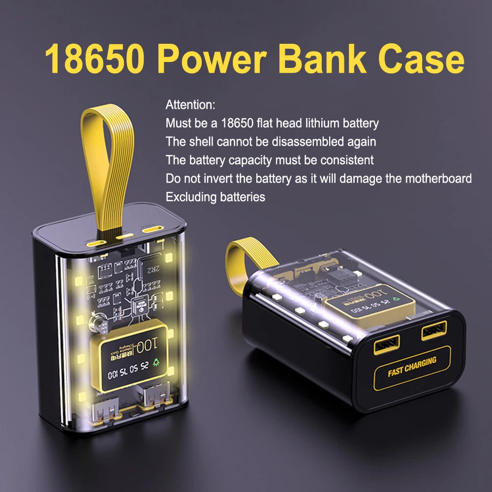 18650 DIY Power Bank Cases Battery Storage Box Large Screen Digital Display Night Light Dual USB Charge Shell for iPhone Xiaomi Zpaxo