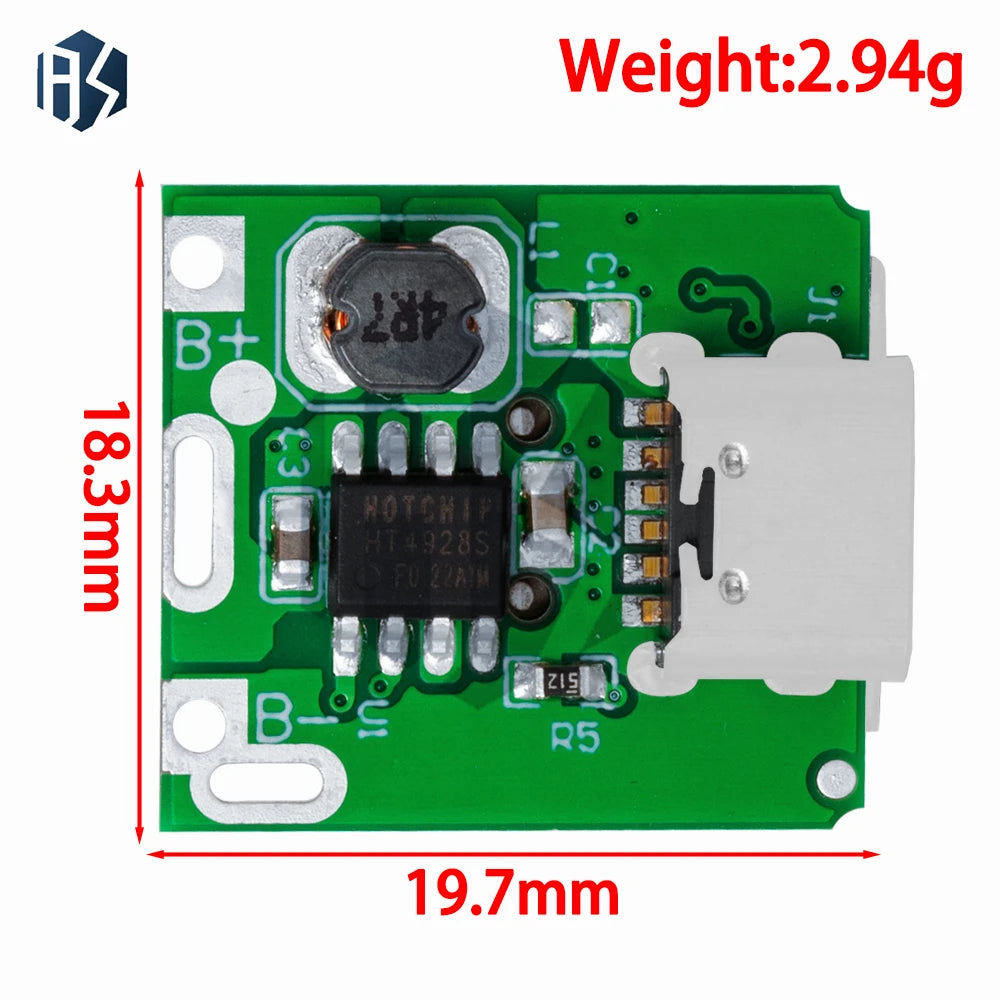 134N3P 5V Boost Lipo Charger Module USB-C LED Protection Zpaxo