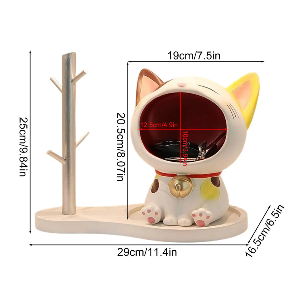 Cat Candy Dish Resin Cat Statue For Good Luck Key Dish Entryway Table Home Living Room Bedroom Cabinet Trinket Candy Zpaxo