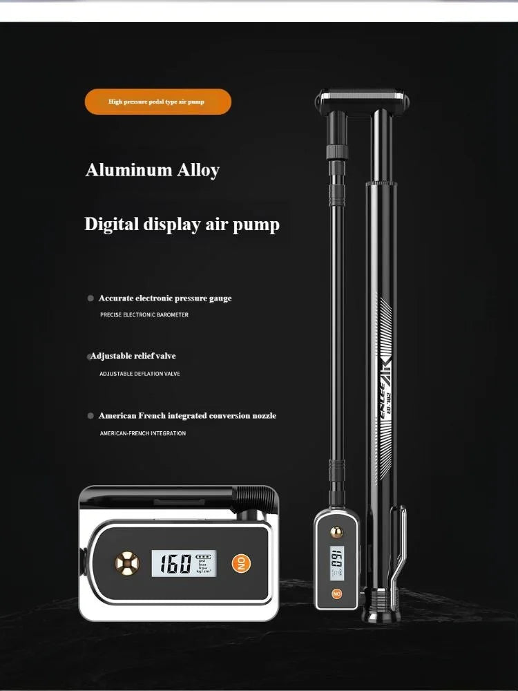 Portable Bicycle Hand Pump 160PSI – Manual Pump with Gauge