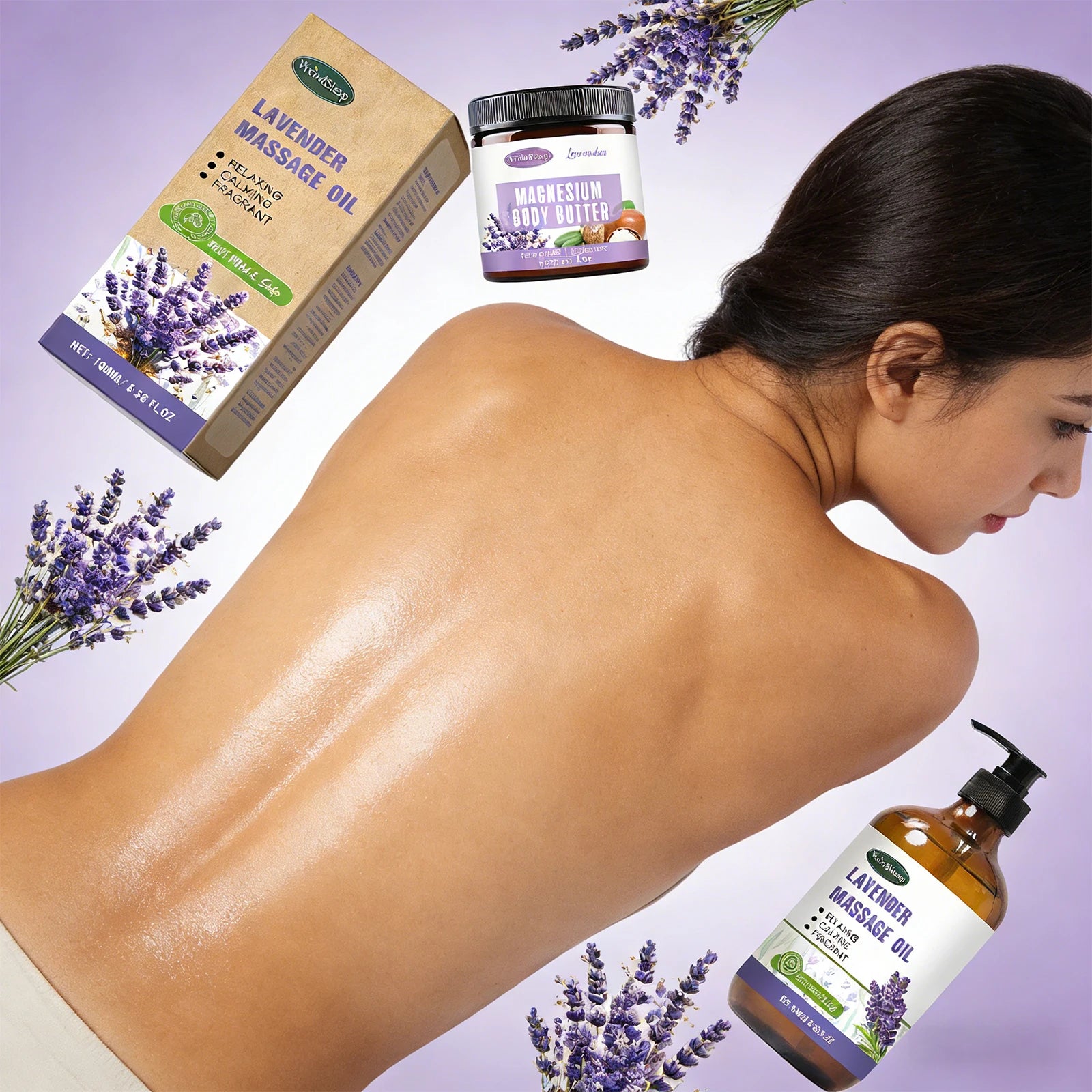 Lavender Aromatherapy Massage Oil Natural Muscle Relax Hydrating Body Hair Oil Non Greasy Fast Absorb Post Sleep Stress Relief Zpaxo