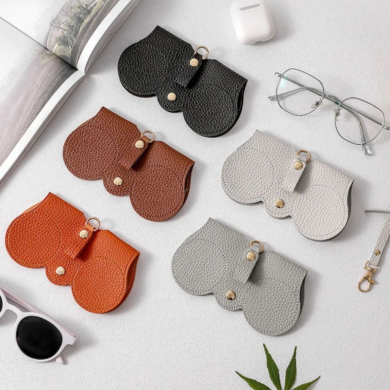 Cute PU Glasses Case Portable Eyewear Bag Snap Closure