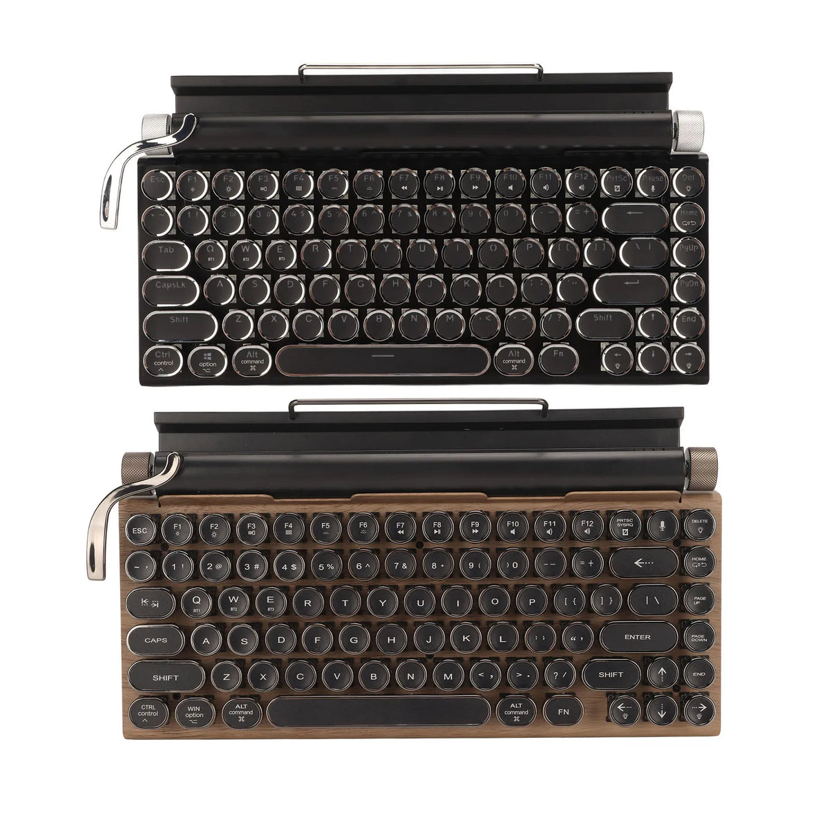 Typewriter Keyboard 83 Keys Vintage Wireless Mechanical Metal Round Zpaxo