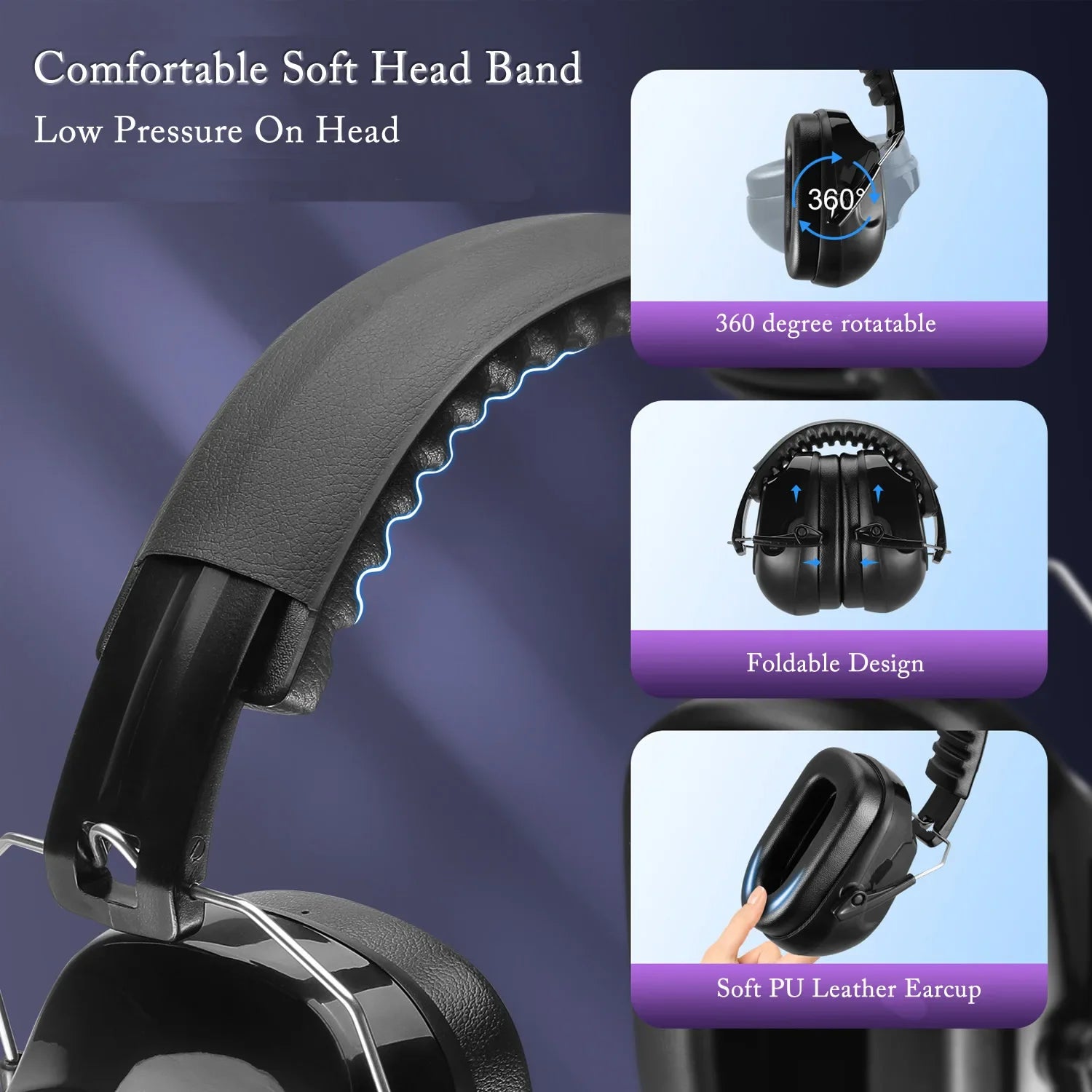 Anti-noise Earmuffs Adjustable Ear Protector Hearing Headphones Zpaxo