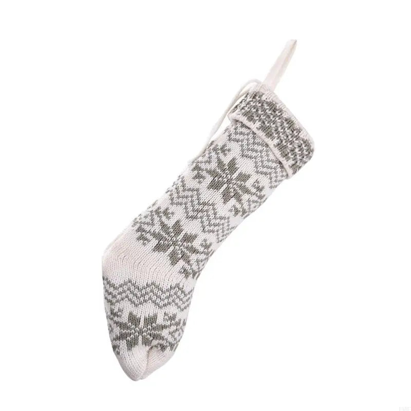 Knit Snowflake Christmas Hanging Socks Stockings Candy Bag