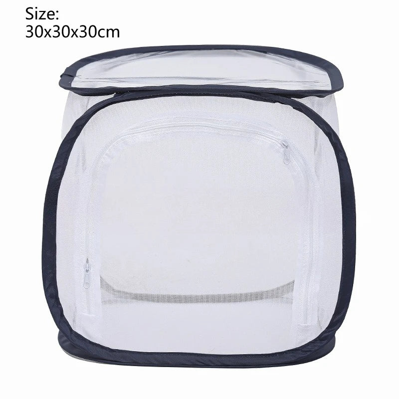 Outdoor Folding Insect Breeding Cage Butterfly Cage Hatchable Mesh Breathable Light Transmitting Insect Observation Box Cage Zpaxo BlackEdgeWhiteNet S