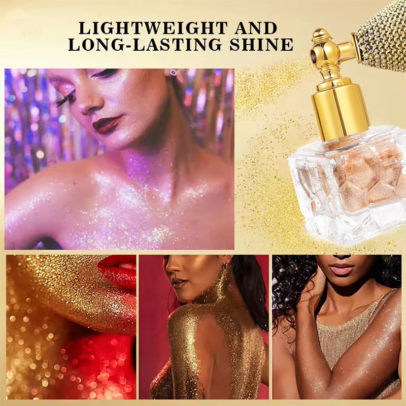 Highlighter Powder,Fairy powder High Gloss Glitter Shimmer Baked Powder Face Body Lasting Sparkling Highlighter Makeup Cosmetics Zpaxo