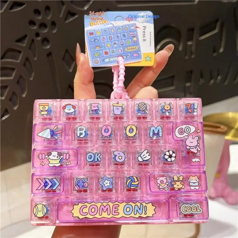 ▶1Pcs Cute 26 Keys Fidget Button Toy, Stress Relief Toy Kids Bag Hanging Pendant Decor Ornament Zpaxo A8