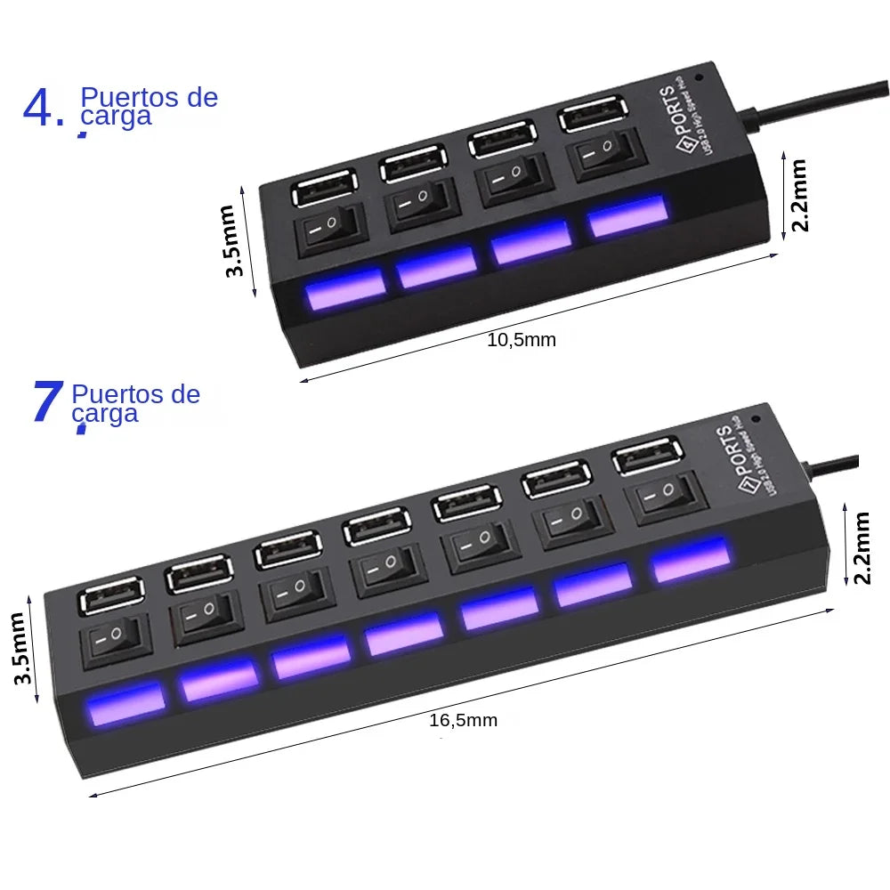 USB HUB USB 2.0 Switch USB Hub 3.0 Adapter High Speed Multi 4/7 Ports Hub USB On/Off Switch Portable USB Splitter For PC Laptops Zpaxo