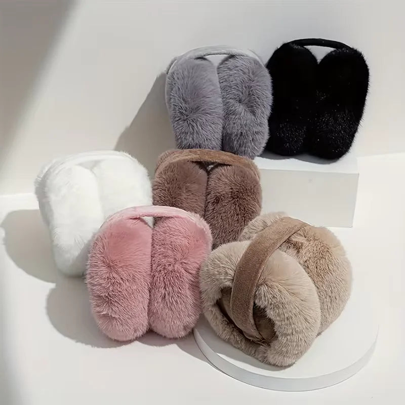 Soft Plush Ski Ear Warmer Warm Earmuffs for Adult Fashion Solid Color Earflap Protection Ear-Muffs Ear Cover Skate Ski Protector Zpaxo random 1