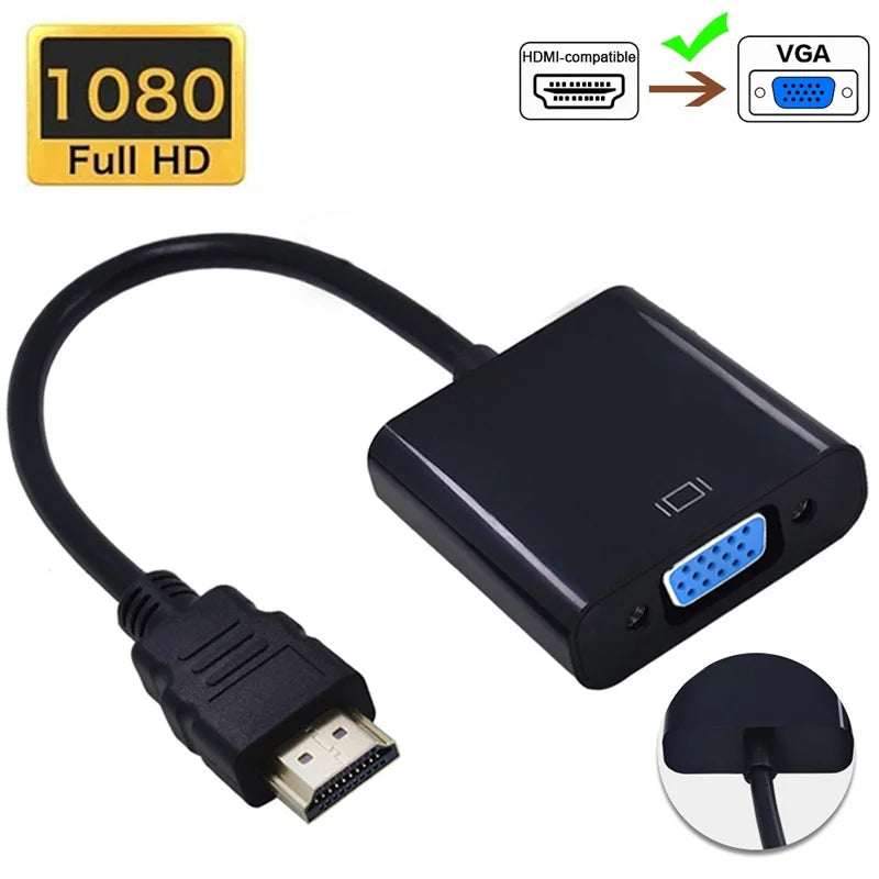 1080P HDMI-compatible To VGA Adapter HDTV Male To VGA Female VGA Adapter With Audio Power Supply For PS4 PC Laptop TV Projector Zpaxo