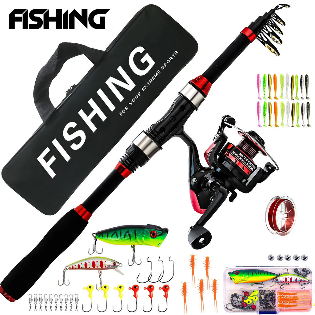 Carbon Telescopic Spinning Rod & Reel Combo – Full Fishing Set