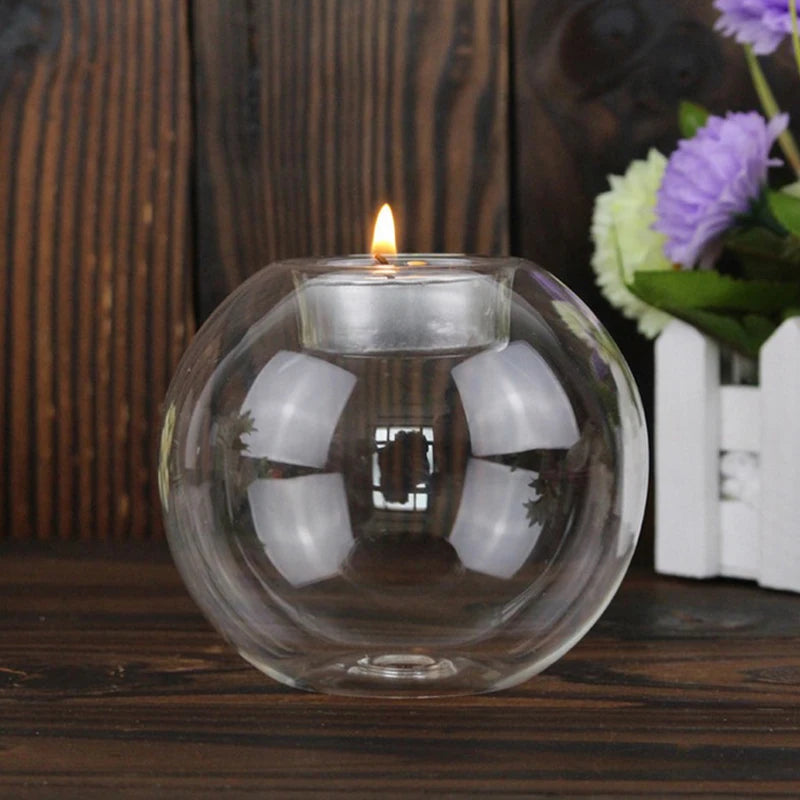 Round Clear Glass Candle Holder Oil Lamp Table Decoration Christmas