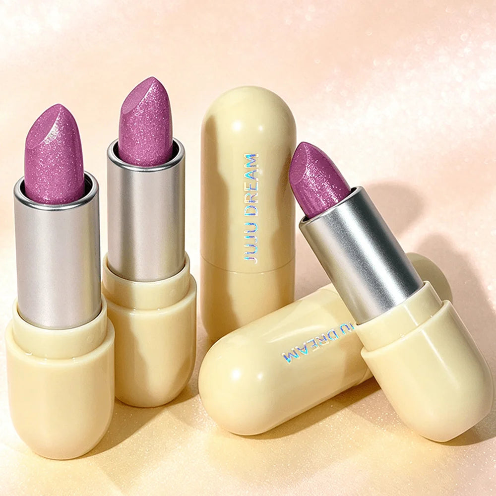 Bold Shimmery Pink Lipstick, Waterproof & Non-Fading, High-Pigment Glitter Lip Color for All-Day Shine Zpaxo