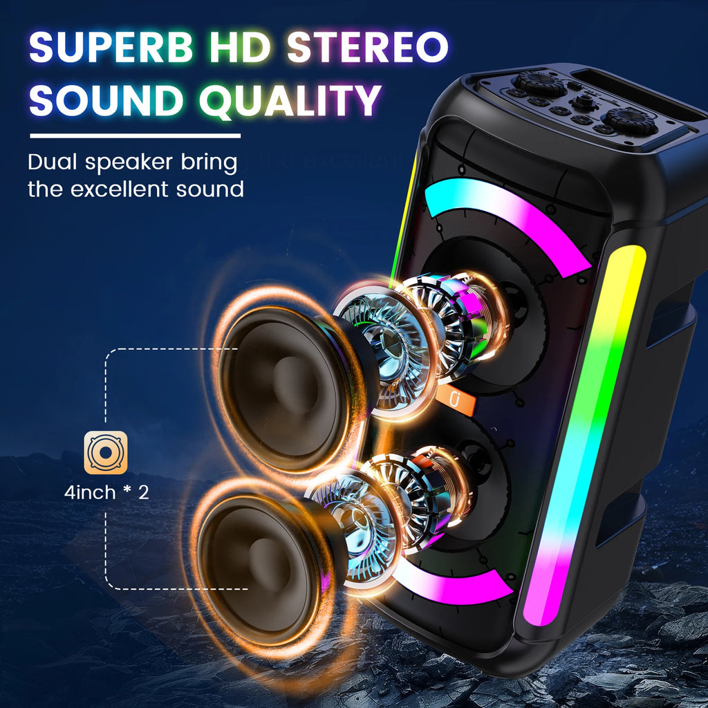 JYX Karaoke Speaker 2 Wireless Microphones Portable Bluetooth DJ