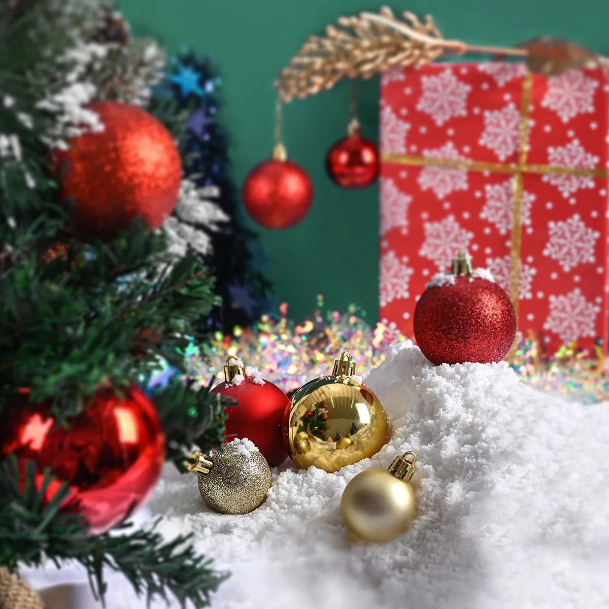 24-Pack 3cm Glitter Christmas Ball Ornaments – Xmas Tree Baubles