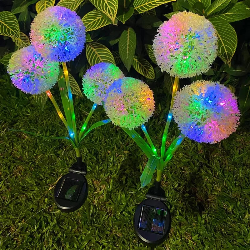 Outdoor Waterproof Solar Light Multiple Color Bulb Dandelion Ground Light for Outdoor Garden Villa Decoration Lawn Lamp Zpaxo