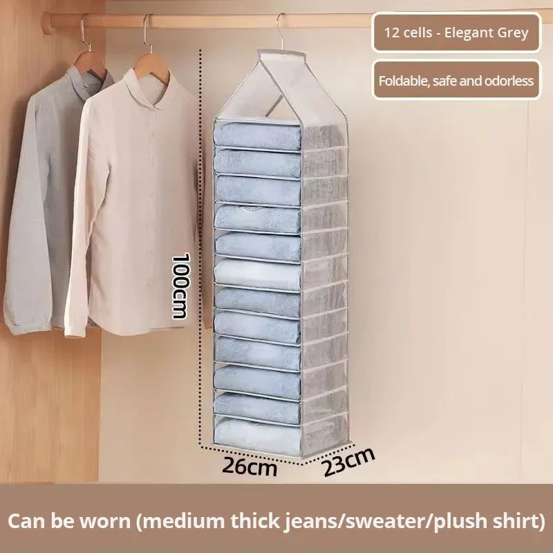 Hanging Closet Organizer Bag – Wardrobe Storage for Clothes Hanging Closet Organizer Zpaxo 12 compartments