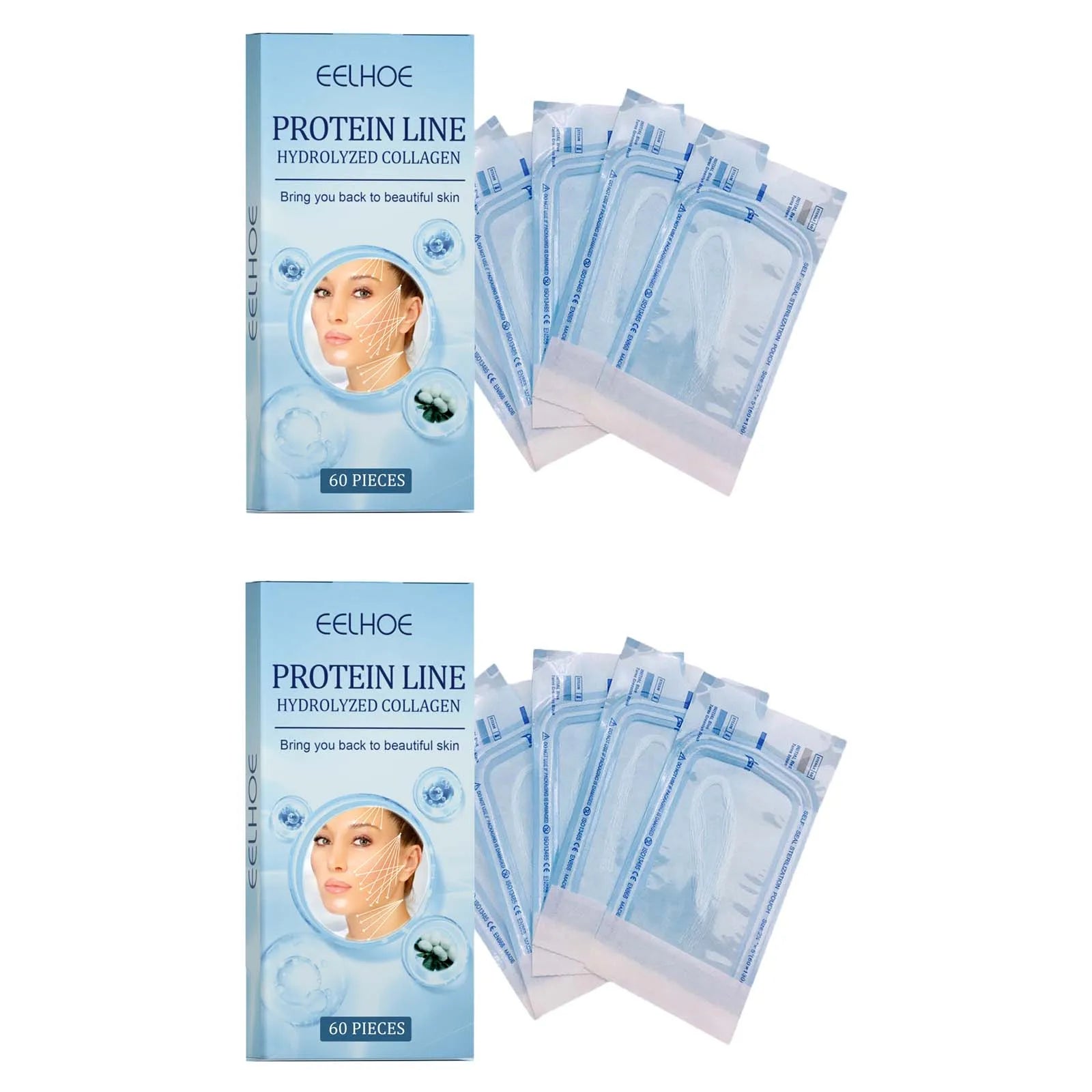 60Pcs Gold Collagen Protein Thread Serum – No Needle Face Lift Collagen Thread Serum Zpaxo 120Pcs