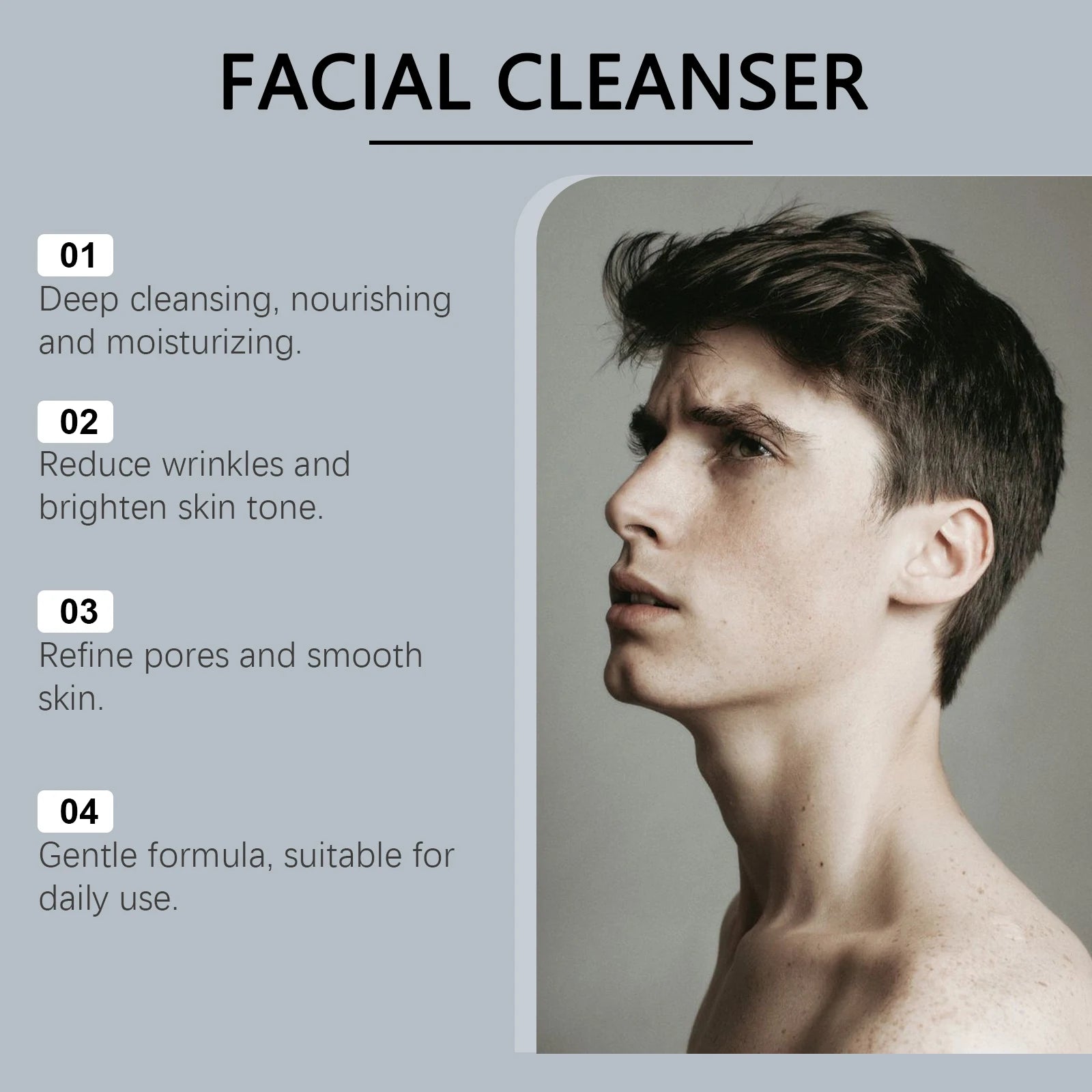 Men's Nourishing Face Cleanser Gently Cleanses Skin Refreshing Zpaxo