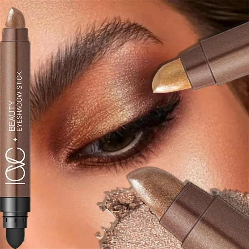 Waterproof Double Head Eyeshadow Stick Long Lasting High Pigmented Shimmer Glitter Neutral Brown Eye Shadow Pencil Crayon Makeup Zpaxo