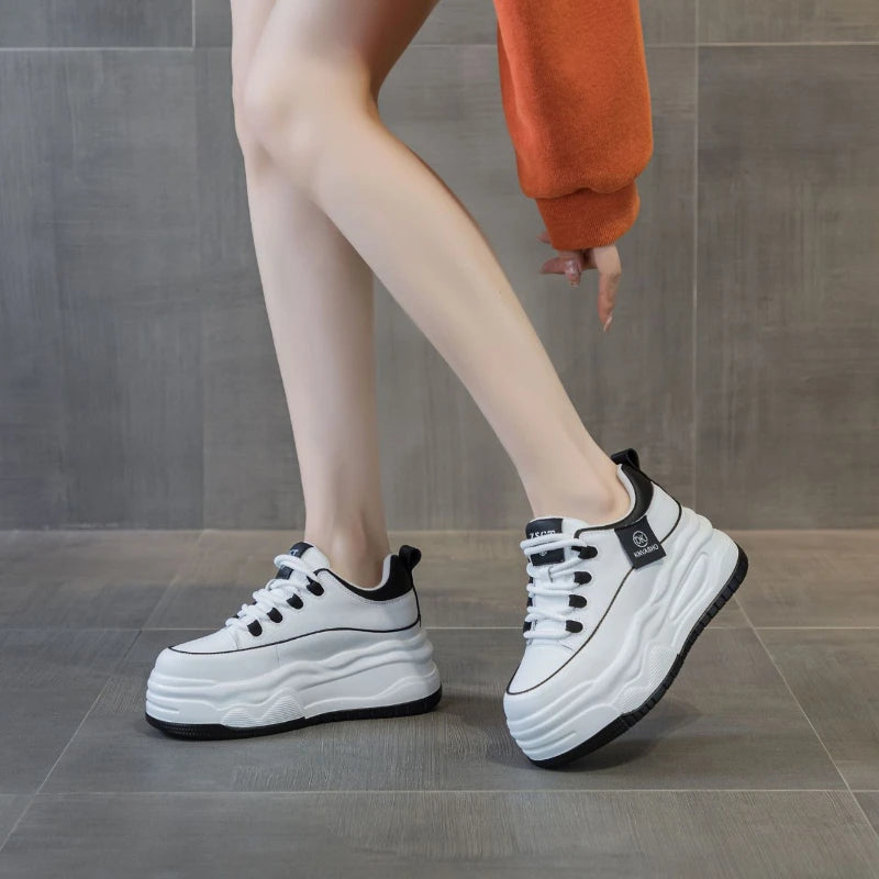 Womens Accent Platform Sneakers Hidden Heel Lift Casual Low Lace Up Zpaxo