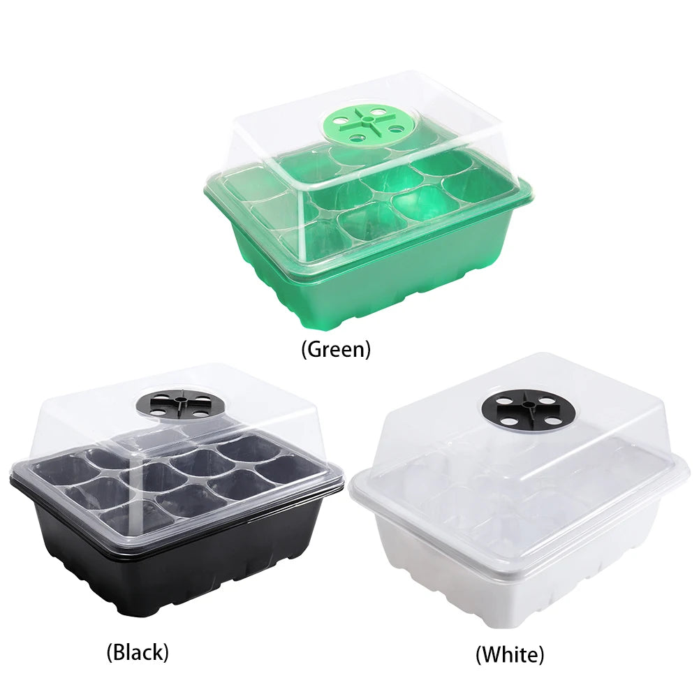 12 Holes Seed Starting Tray Humidity Dome Starter Stackable Mini
