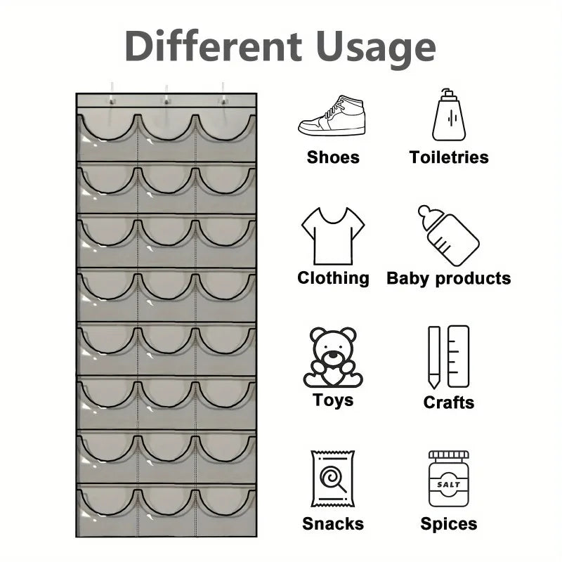 24-Pocket Hat Organizer Over-door Baseball Cap Storage Bag Dust-proof