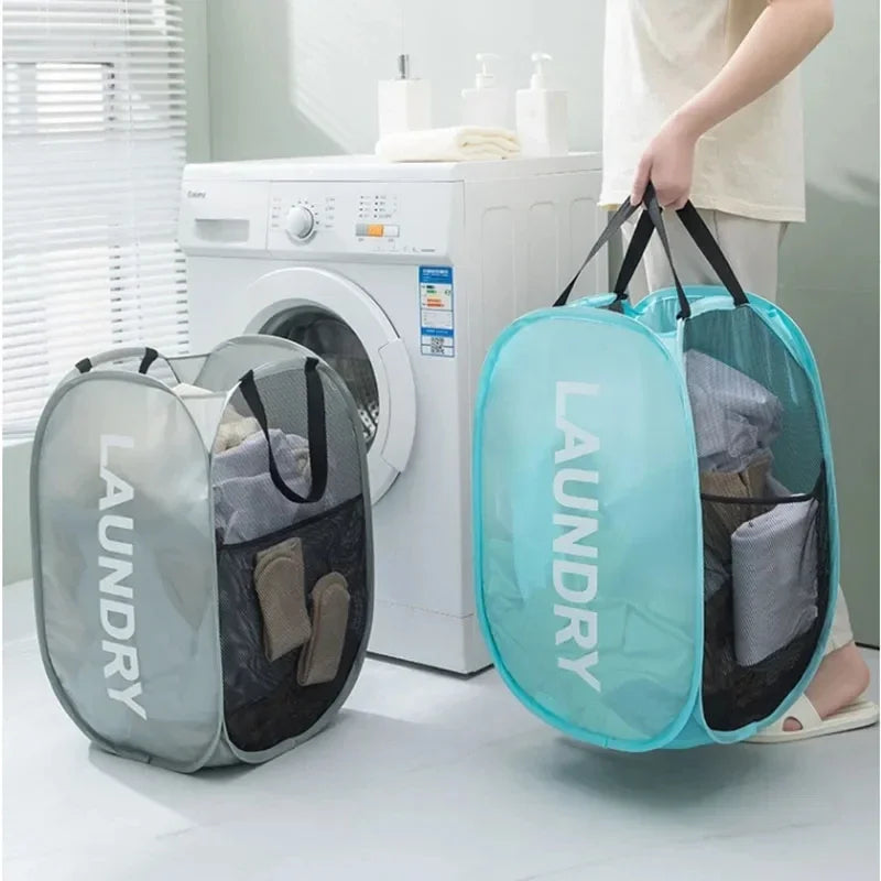 Mesh Laundry,Portable Pop Up Hamper Wide Opening,Dirty Clothes Storage box,Size 36x58cm,Dorm Travel Items Laundry Basket Zpaxo
