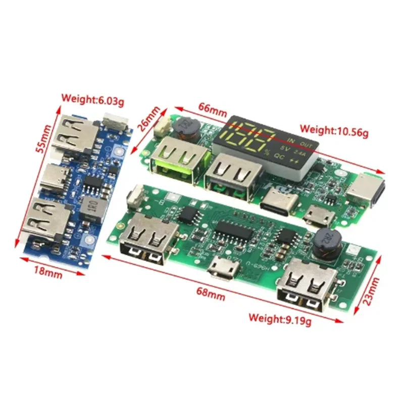 18650 lithium battery digital charging module 5V2.4A 2A 1A dual USB output with display boost module Zpaxo