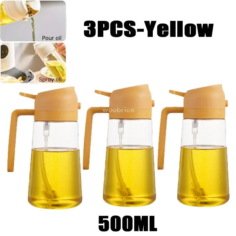 2 in 1 Kitchen Oils Spray Bottle Olive Sprayer Oil Spray Oil Sprayer Plastic for Cooking BBQ Baking Oils Dispenser Accessories Zpaxo 3PCS-yellow