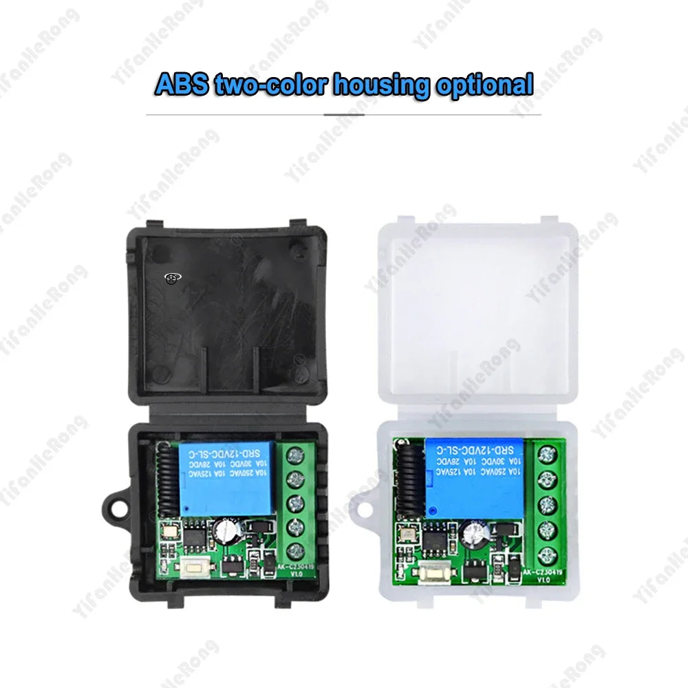 DC 12V 1CH Relay Receiver Module AB/ON 2 Buttons Wireless Remote Control Switch 433 Mhz RF Transmitter Electronic Lock Control Zpaxo