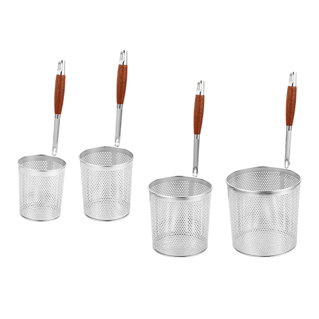 Stainless Steel Mesh Strainer Basket with Wooden Handle Mesh Strainer Basket Zpaxo