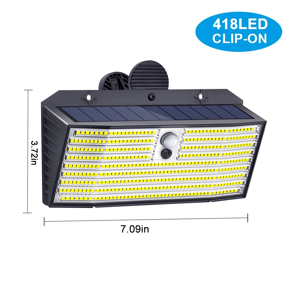 Clip on Solar Lights Outdoor With Motion Sensor 268/418LED Solar Fence Lights Outdoor Waterproof Modes Portable Security Light Zpaxo