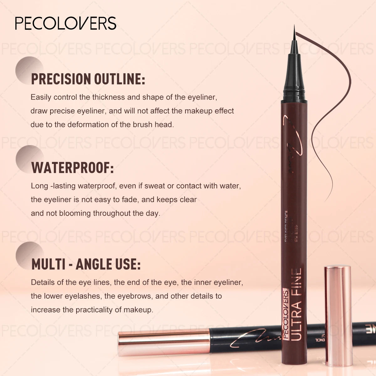 1PC Ultra-fine Tip Waterproof Liquid Eyeliner, Smudge-proof, Smooth Application, Black, Quick-drying, A Must-have for Beginners Zpaxo