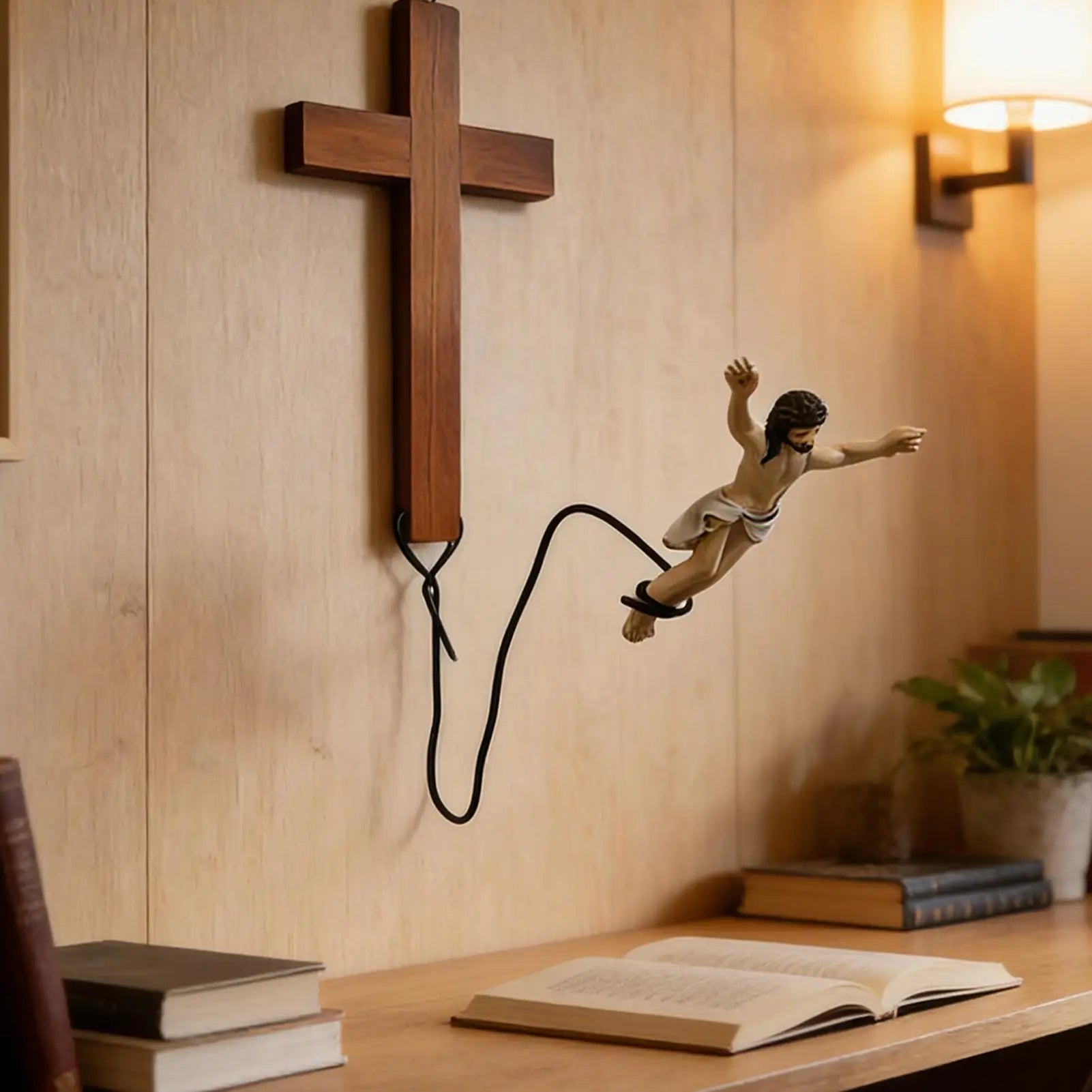 Jumping Jesus Wall Decor Humorous Religious Statue Christian Easter