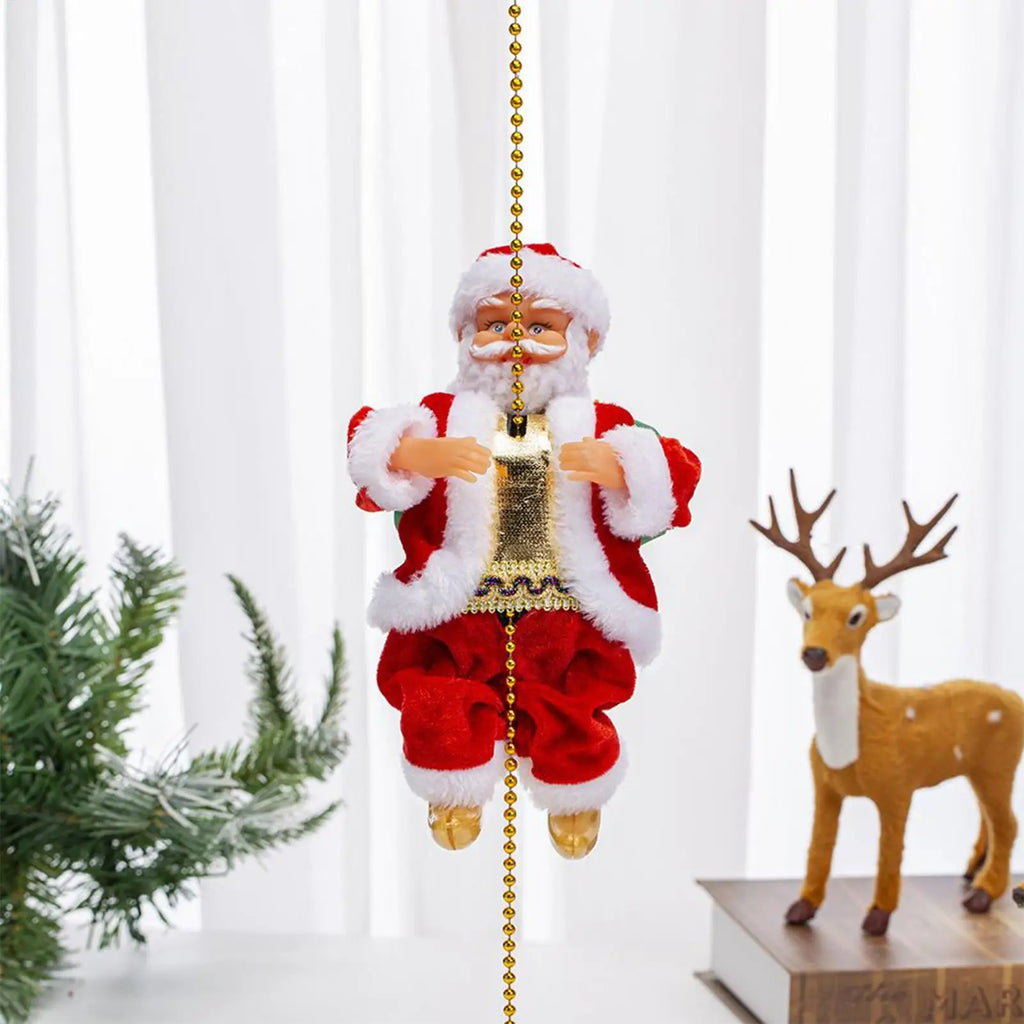 Santa Claus Climbing Rope Musical Electric Christmas Decor Holiday