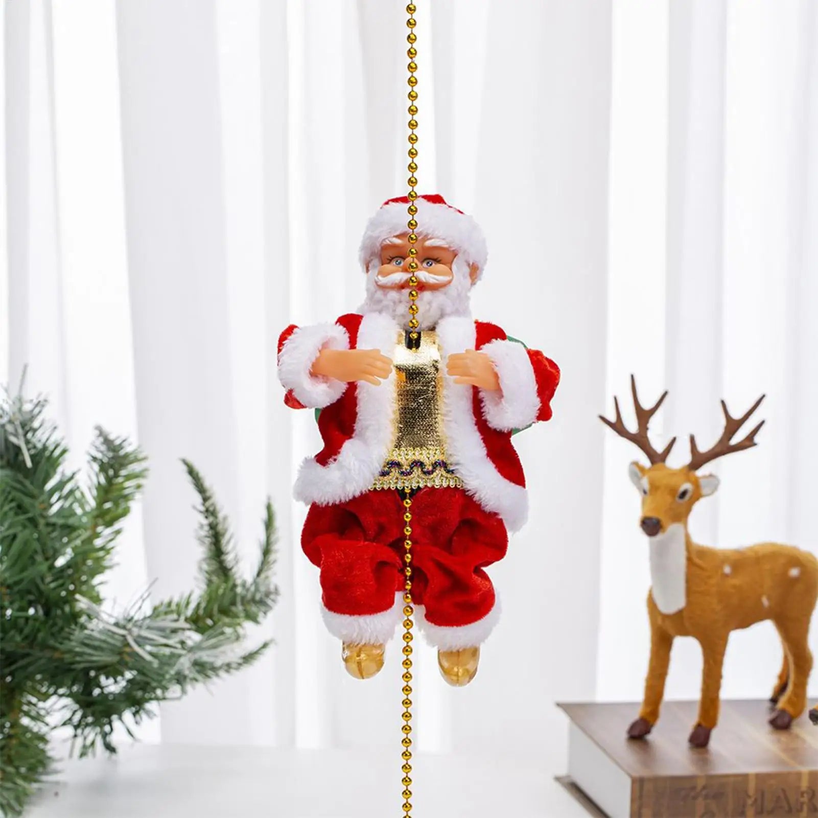 Santa Claus Climbing Rope Musical Electric Christmas Decor Holiday