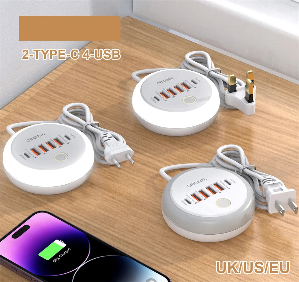 50W Multi Ports USB Charger Power Strip Socket Fast Charging Travel